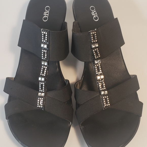 CATO Women's Slip-on Sandals Black Clogs Rhinestone Size 10W 32771099 - Picture 3 of 11